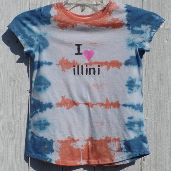 Illini Tie Dye T-shirt Girls 10/12 LG Homemade New - Picture 11 of 11